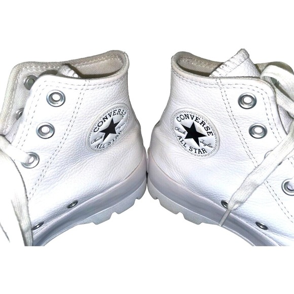 Converse High Top Sneakers Women Sz 6.5 Y2K LEATHER Platform Lug Chuck Taylor - Picture 4 of 11